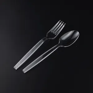 Fourchette/couteau et cuillère en plastique jetables fourchettes en plastique transparent