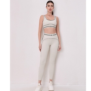 Conjunto Deportivo <span class=keywords><strong>de</strong></span> Dos Piezas, Leggings y Sujetador Deportivo <span class=keywords><strong>de</strong></span> Spandex/Nylon, Secado Rápido, Transpirable, Cintura Elástica, Logotipo Personalizado, <span class=keywords><strong>Yoga</strong></span> <span class=keywords><strong>para</strong></span> Mujer - Product Image 2