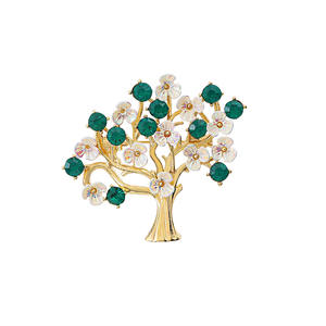 เข็มกลัดรูปต้นไม้ดอกไม้สีเขียว Weiman Plant หรูหราสำหรับผู้หญิง แฟชั่นประดับคริสตัลและเพชรเทียม ชุบทอง ผลิตจากโลหะผสม ออกแบบโดยดีไซเนอร์ สามารถสั่งทำได้ - Product Image 1
