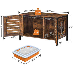 Mueble para Gatos Grande de Madera y Metal, Baño para Gatos con 2 Puertas, Casa para Perros y Gatos de Estilo Industrial con Estructura de Hierro - Product Image 6