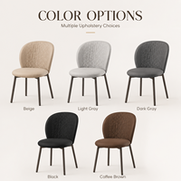Chaise de salle à manger ergonomique moderne avec dossier incurvé matelassé, assise rembourrée beige, pieds en métal pour hôtel, restaurant