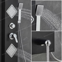 Ensemble de pommeau de douche à main haute pression intelligent Robinets thermostatiques Jet de massage doux Modèles de pulvérisation Chrome brossé pour salle de bain