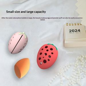 Organisateur de <span class=keywords><strong>maquillage</strong></span> pour éponges de beauté en forme de fraise, boîte de rangement respirante, anti-moisissure et portable - Product Image 2