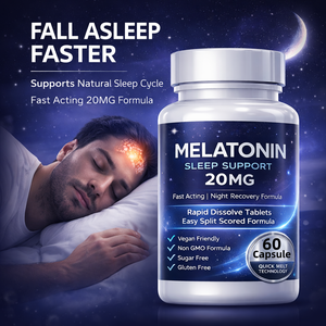 Melatonina 20mg, Suplemento para Dormir, Cápsulas de Acción Rápida para la Recuperación Nocturna, Vegano, Sin GMO, Sin Azúcar, Sin Gluten - Product Image 4