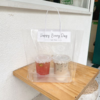 Sac d'emballage transparent pour thé au lait à bulles avec logo personnalisé, sac d'emballage pour café à emporter, emballage pour boissons, sac en plastique OPP recyclable