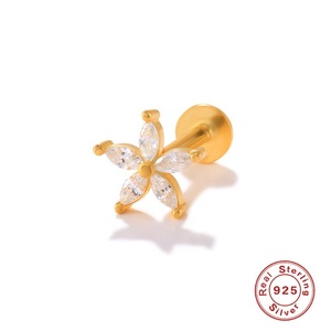 <span class=keywords><strong>Gaby</strong></span>-pendientes <span class=keywords><strong>de</strong></span> plata <span class=keywords><strong>de</strong></span> ley 925 con diseño <span class=keywords><strong>de</strong></span> flor y serpiente, joyería con hilo interno, piercing para el cartílago - Product Image 3