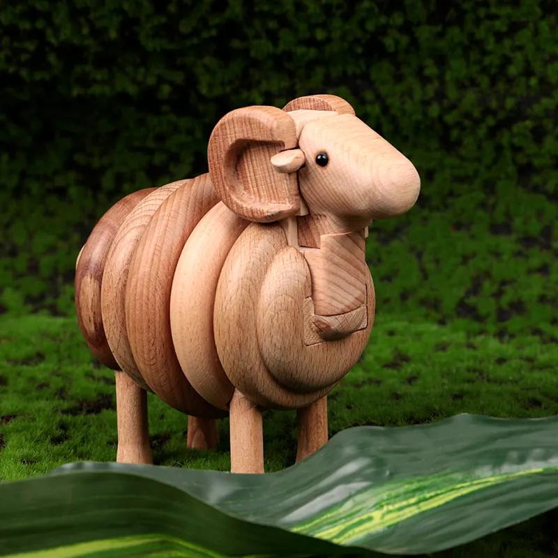 יצירתי 3D בעלי חיים-כבשים דגם מוצק עץ לבנות בלוק צעצועים בלוק בניין חינוכי מתנה עיצוב חדש לילדים