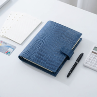 Carnet de notes A5 personnalisé à 6 anneaux en cuir PU grain crocodile avec pochette zippée pour le bureau