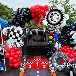 Ballons de course automobile avec drapeau à carreaux et ballons en forme de pneus pour la décoration de fête de premier anniversaire de garçon, fournitures pour baby shower - Product Image 5