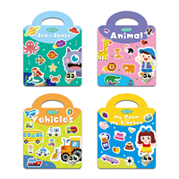 Populaire 4 ensembles de livres autocollants réutilisables pour enfants-animaux véhicules espace marin ma chambre ma cuisine jouets éducatifs livres d'apprentissage