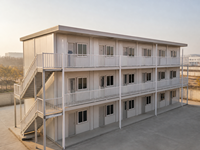 Maison Modulaire Préfabriquée à Trois Étages en Panneaux d'Acier à Montage Rapide avec Balcon et Escalier, Logement de Chantier 40FT, Garantie 5 Ans