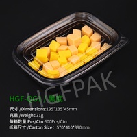 Emballage alimentaire jetable écologique en plastique RPET rectangulaire de 35 oz, base noire, couvercle transparent, boîte à salade