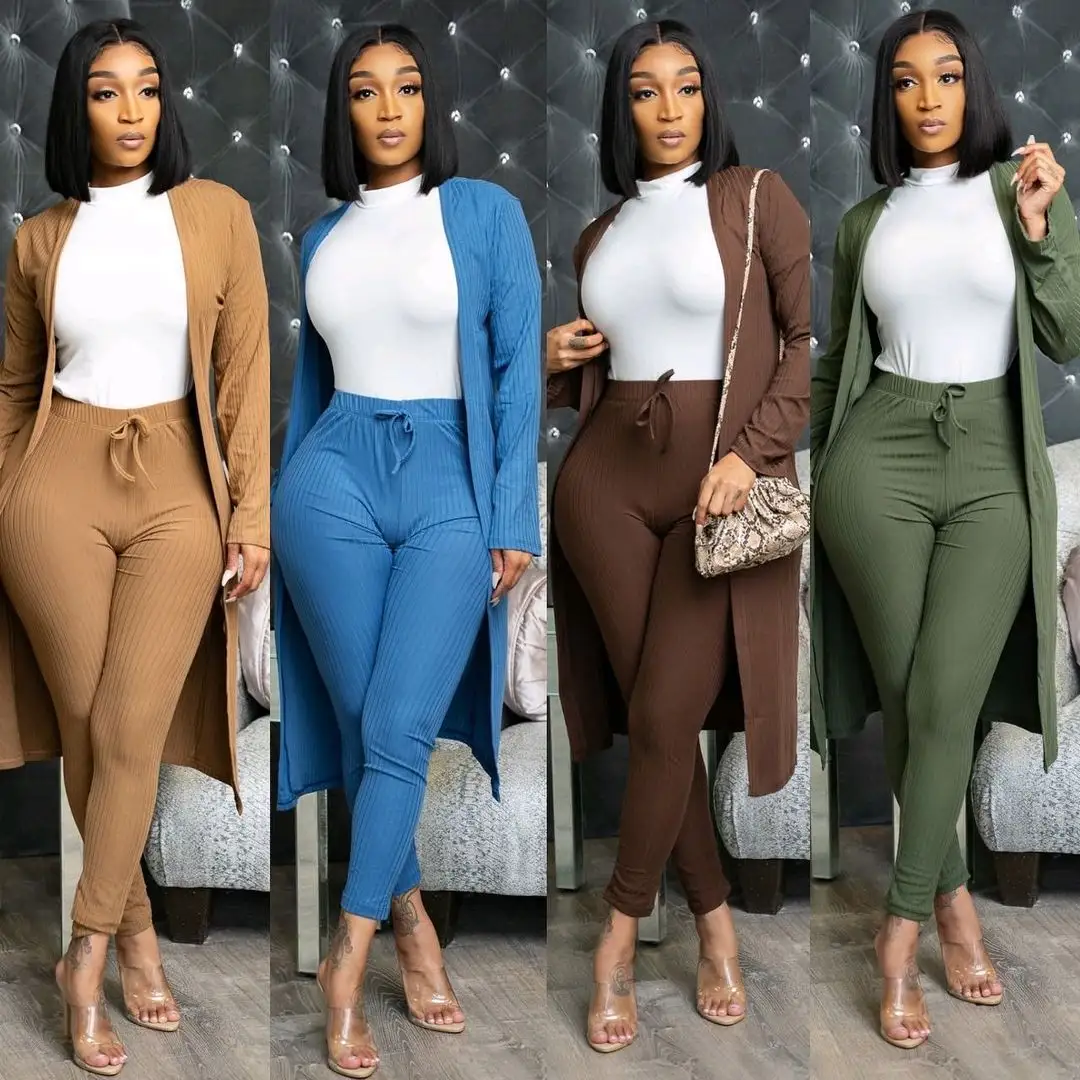 2022 new arrival two piece set spring fall long coat 2PC suit two piece pants sets Women's clothes women's sets