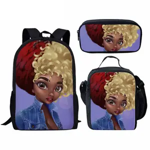 Набор школьных сумок для девочек, сумки для книг с принтом для девушек и подростков в стиле афро-леди, с коллажем, индивидуальные дизайнеры
