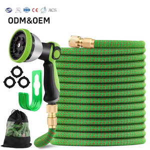 Carrete de manguera de jardín ligero y flexible al por mayor con doble núcleo de látex, 3x expandible, 3/4 de pulgada de diámetro, pulverizador de 10 funciones - Product Image 1