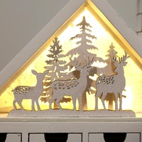 Boîte rigide en bois faite à la main, calendrier de l'avent en forme de maison, décoration de Noël, calendrier de compte à rebours, revêtement UV, personnalisable