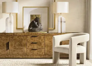 Sassanid Living Furniture Espresso Walnut Burl Bardot Burl Consola multimedia de 4 puertas con cajones - Product Image 5