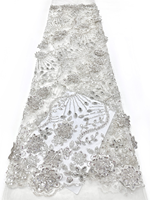 NI.AI 2026 Tissu de dentelle française de luxe Aso Ebi perlé avec paillettes, tissus de dentelle perlée à paillettes du Nigeria, matière pour mariée et soirée