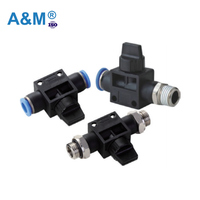 Vannes droites professionnelles Airmax HVSF pour machines industrielles, contrôle de vitesse, raccords pneumatiques rapides