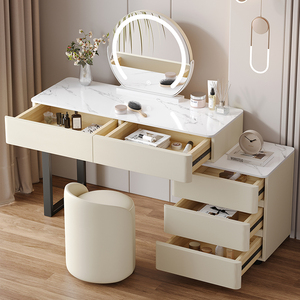 New Arrival Cream Style Solid Wood Extendable Makeup <strong>Dressing</strong> <strong>Table</strong> with Modern <strong>LED</strong> Lighted <strong>Mirror</strong> for Bedroom and School - Product Image 5