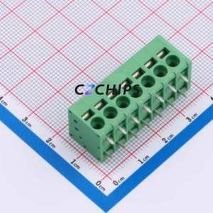 DB241R-5.0-7P-GN Spring Terminal Block Bent Lead Through Hole,P=5mm Connector 1x7P 5mm Green 7P - Product Image 1