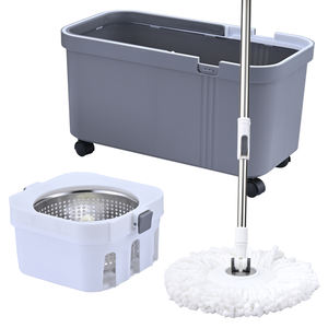 <span class=keywords><strong>Seau</strong></span> et <span class=keywords><strong>essoreur</strong></span> à vadrouille de luxe OKKiHOME avec 4 roues et 2 recharges en microfibre pour carrelage, bois et utilisation sous les meubles - Product Image 1