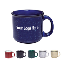 Tasse à café émaillée écologique 15 oz, logo peint, en grès, portable, vintage, mouchetée, pour le camping, mug à café en céramique pour le feu de camp, cadeau