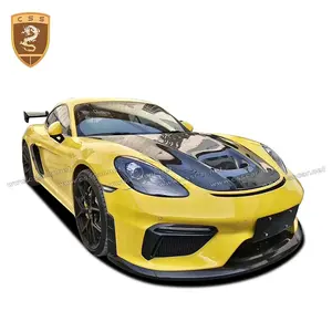 Half Carbon Fiber GT-4 Style Car Rear Diffuser Front Bumper Engine Hood Body Kit For Porsche 718 Boxster Bodykit