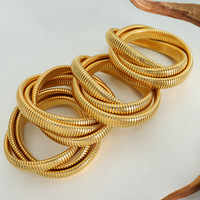 Bracelets en acier inoxydable anti-ternissement, triple bracelet cobra, bracelet empilable, bracelet épais, bracelet extensible