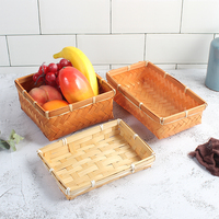 Panier à Fruits en Bambou Style 2 Vente en Gros à Bas Prix Objets en Rotin Stockage Paniers en Bambou Tissé pour Cadeaux Bambou