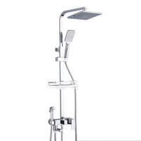 YMC européen Chrome noir mitigeur carré montage mural système de douche colonne robinet mélangeur laiton pluie bain ensembles Jet doux