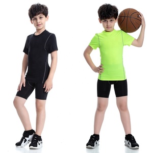 Haute élastique enfants garçons filles séchage rapide vêtements de sport basket-ball Fitness course entraînement t-shirt Sport Compression serré t-shirts - Product Image 1