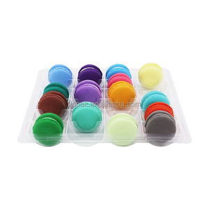 24 pcs clear disposable display case plastic blister macaron clamshell food packaging box