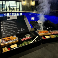 Boîte à barbecue arabe unique en papier pour emporter, avec grilles intégrées, compartiment à charbon de bois, brochettes, kebab, rôtis, emballage bento