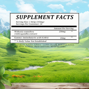 Nuevo Ashwagandha en Tiras Orales de Alta Calidad con Ácido Gamma-Aminobutírico para Promover la Calma y la Relajación - Product Image 2