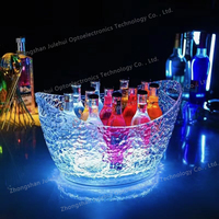 Nouveau design JLH – Seau à glace de luxe écologique, étanche, grande capacité (24 bières), éclairage RGB, en plastique PC durable, modèle PC pour