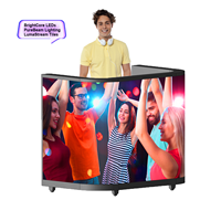 Écran LED flexible incurvé P2.5, support DJ, tiroir, double couche, mur vidéo LED, station d'événements, bureau, table, support, roues, affichage LED