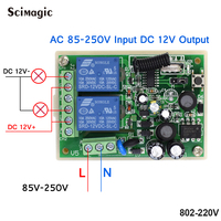 Interrupteur à distance sans fil 433 Mhz, module récepteur de relais AC 220V 2CH avec télécommande radiofréquence à 2 canaux