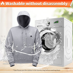 سترة بغطاء رأس ساخنة قابلة لإعادة الشحن <span class=keywords><strong>5</strong></span> مناطق تدفئة طويلة الأكمام فضفاضة ساخنة بغطاء رأس معطف شتوي دافئ في الهواء الطلق - Product Image 6