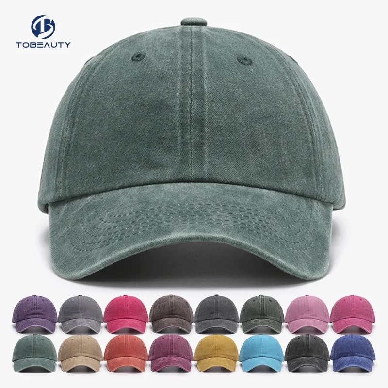 高品質のクラシックコットン非構造化ファッションストーンウォッシュドプレーンデニム野球帽