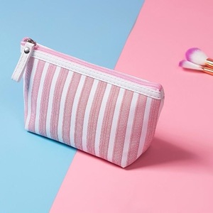 Portable Striped <b>Makeup</b> Bag Cosmetic Storage Pouch Daily Use Multipurpose Travel <b>Case</b> - Product Image 1