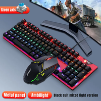 Clavier de jeu mécanique filaire rvb à 104 touches avec ensemble de souris optiques Interface USB à interrupteur bleu pour les joueurs PC Big Stock