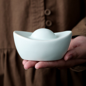 Ensemble d'ornements de théière en céramique de style classique, modèle Second Way Ru Kiln Ingot Tea Pet, coffret cadeau, cadeau d'affaires - Product Image 2