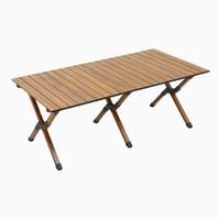 Table de camping rectangulaire pliable surdimensionnée 120x60cm en tissu Oxford avec base en acier carbone et finition imitation bois, portable, pour 6 à 8 personnes, pour l'extérieur