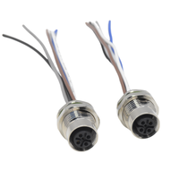 Konektor Tahan Air 5 Pin Kode a PG9 Kabel Las M12 Panel Depan Terpasang Soket Industri Betina 100mm Konektor M12
