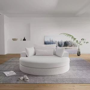 Sofá Redondo de Lujo de 140 cm de Diámetro, Relleno de Espuma Comprimida de 5 Capas, Sofá Redondo Cómodo con Cojines Decorativos - Product Image 6