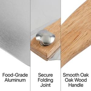 Pelle à pizza pliable en aluminium de <span class=keywords><strong>12</strong></span> pouces de qualité supérieure avec manche en chêne allongé, conforme aux normes FDA LFGB, accessoires de cuisson personnalisables avec logo - Product Image 2