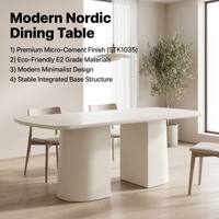 Table à manger moderne en micro-ciment écologique 1800 mm avec MDF de qualité E2 STK1035, style nordique pour le marché américain et canadien, utilisation hôtelière