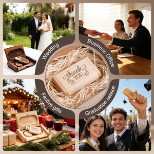 Clé USB JASTER, clé USB 2.0 en bois avec boîte, 4 Go, 8 Go, 16 Go, 32 Go, clé USB avec logo personnalisé gratuit, disque U pour cadeau de mariage - Product Image 4