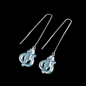 Boucles d'oreilles clous en jade naturel authentique de qualité A, motif lys d'eau bleu, en argent S925, jade de qualité glace, style unique pour femme, cadeau de fête - Product Image 2